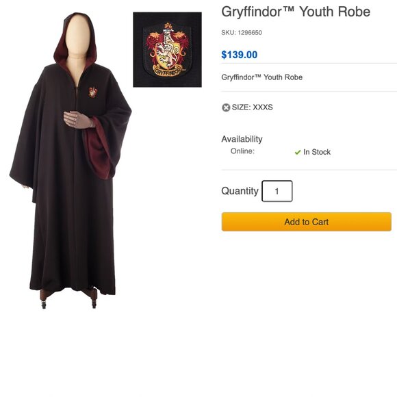 Harry Potter Gryffindor Robe - Picture 3 of 6